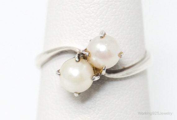 Antique Victorian Faux Pearl Silver Ring - SZ 6.75 - image 1