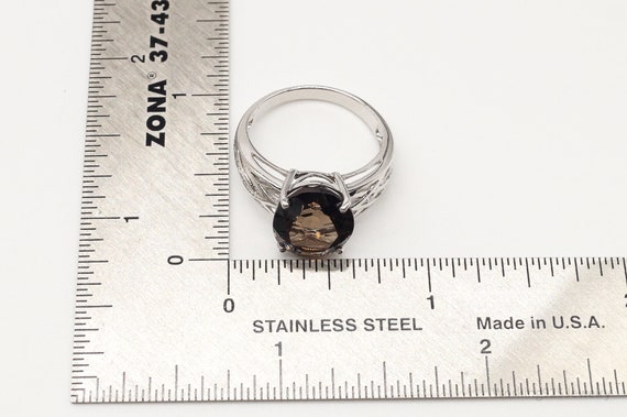 Vintage Large Smoky Topaz Sterling Silver Ring - … - image 7