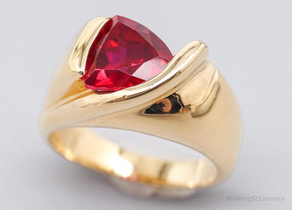 UTC Lab Ruby Gold Over Sterling Silver Ring - Siz… - image 1