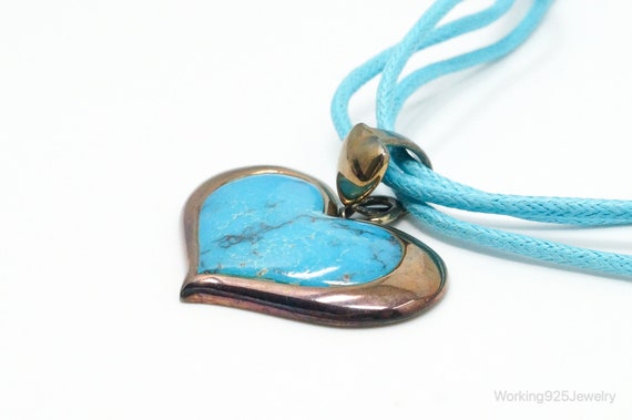 Designer SX Turquoise Heart Sterling Silver Cord … - image 6