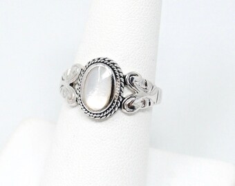 Vintage Perlmutt Spirale Sterling Silber Ring - Größe 7,75