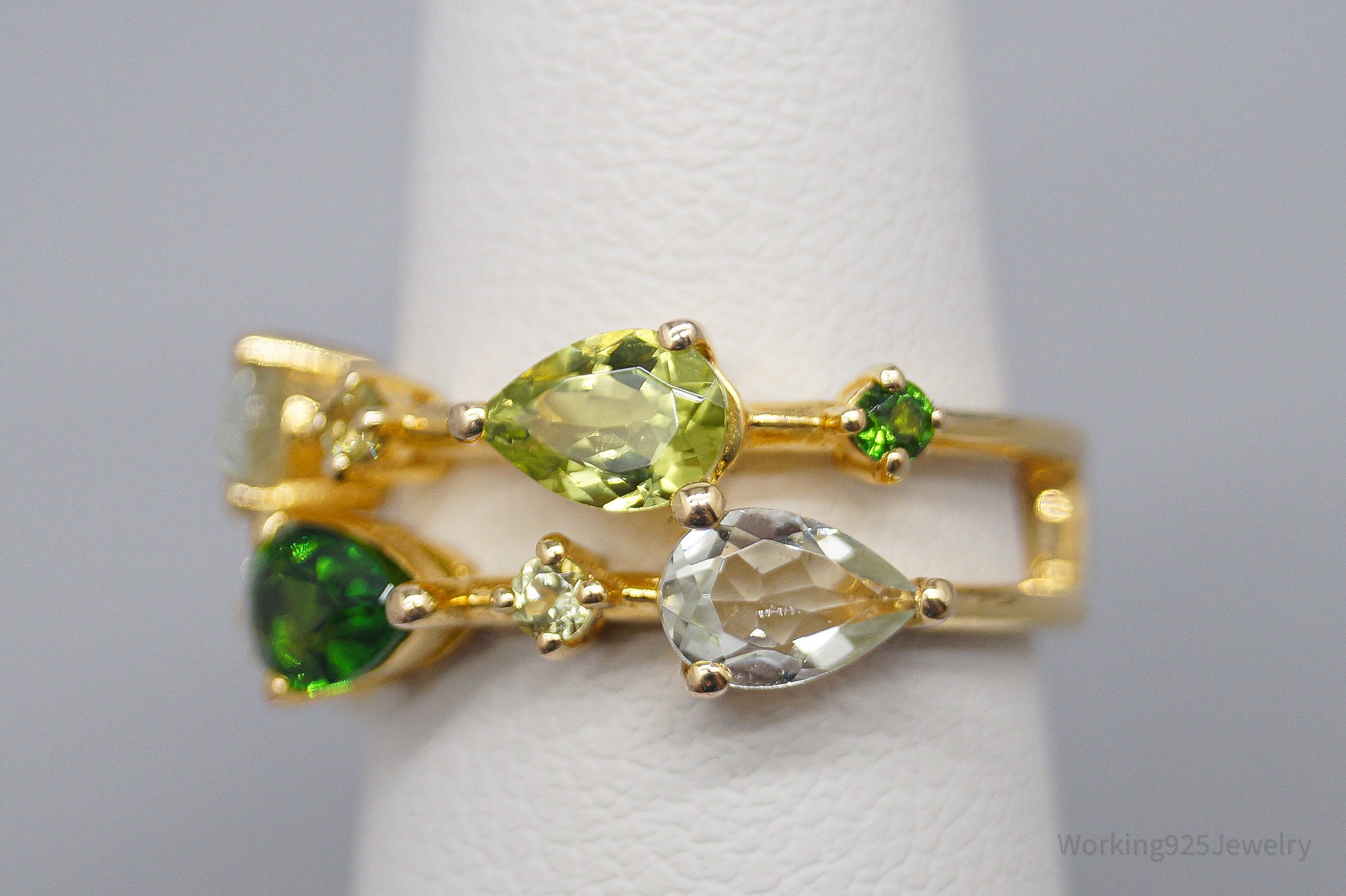 QVC EA Multi Gemstone 14K Yellow Gold Plated Sterling Silver Ring ...