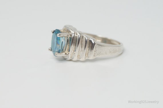 Vintage Art Deco Blue Topaz Sterling Silver Ring … - image 5