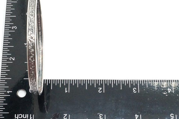 Antique Floral Pattern Sterling Silver Bangle Bra… - image 7