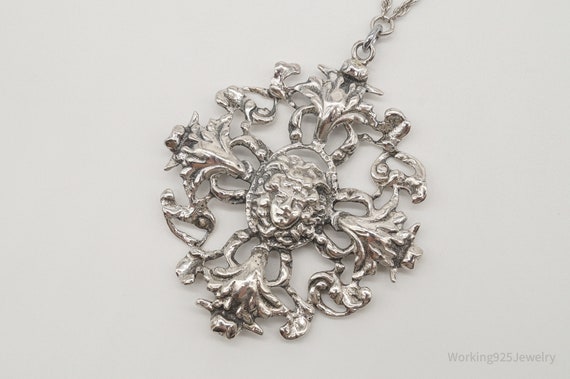 Large Antique Ornate Sterling Silver Necklace - image 10