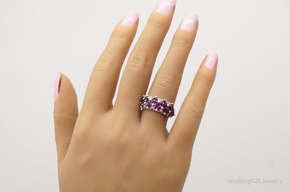 Vintage Designer Pink Topaz Cubic Zirconia Sterli… - image 8