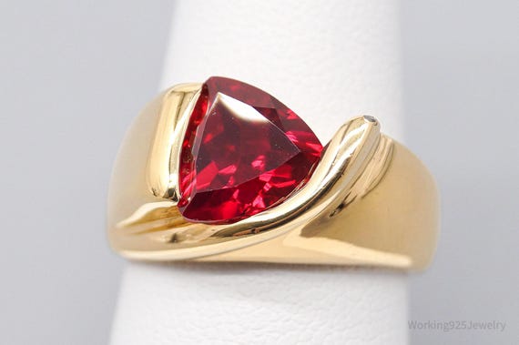 UTC Lab Ruby Gold Over Sterling Silver Ring - Siz… - image 2
