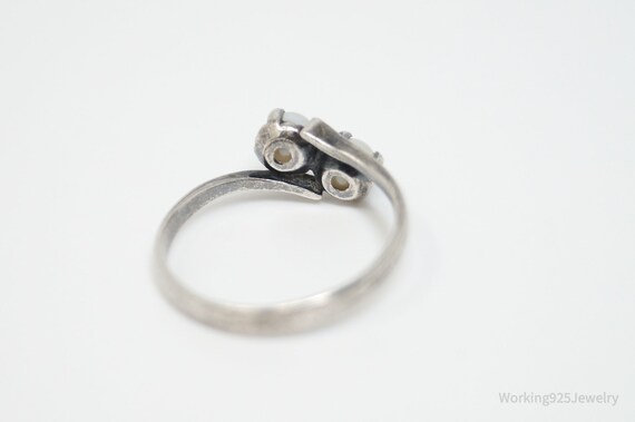 Antique Edwardian Faux Pearl Silver Ring - Sz 5.25 - image 7