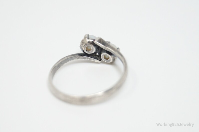 Antique Edwardian Faux Pearl Silver Ring Sz 5.25 image 7