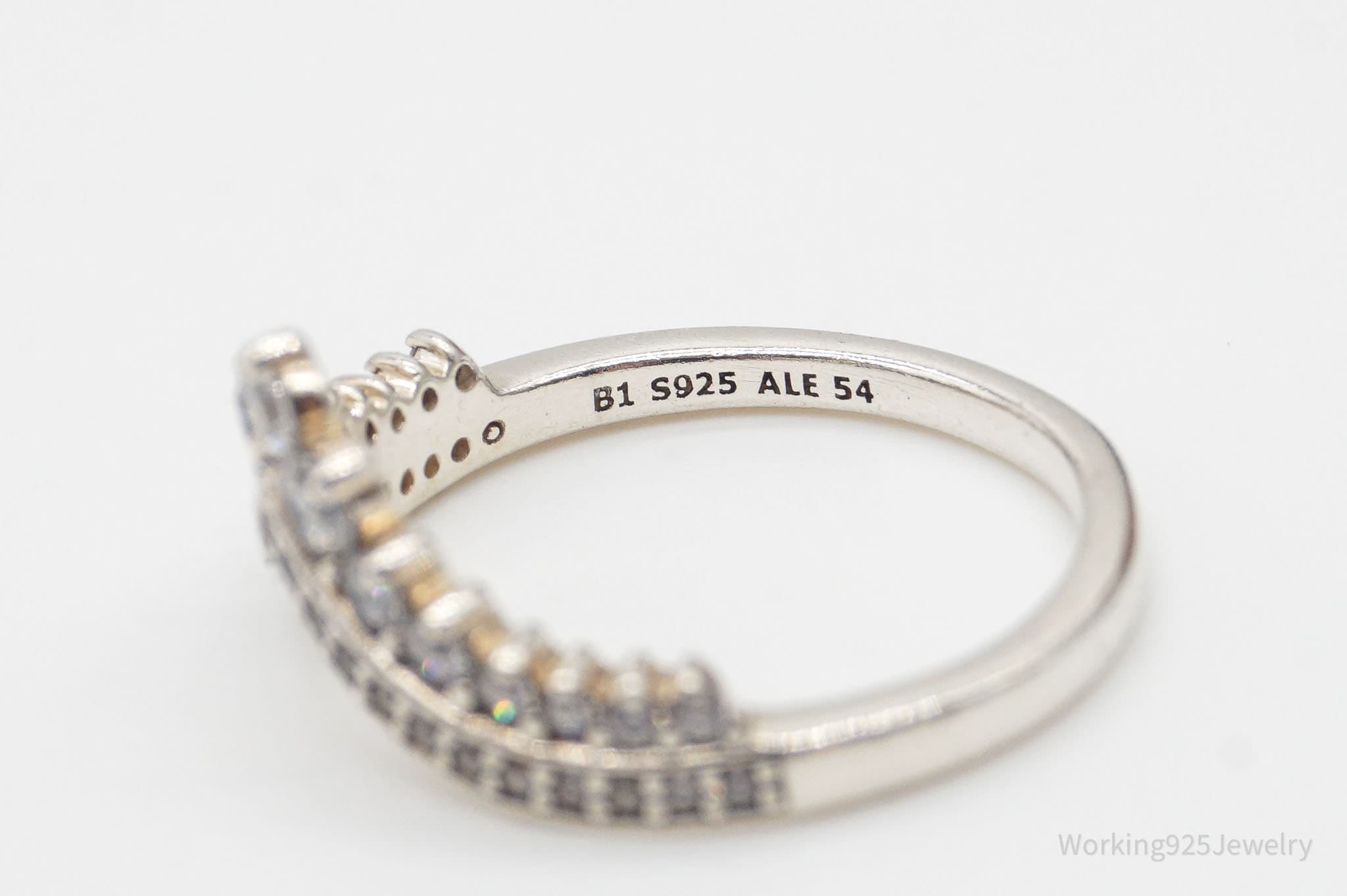 Pandora Cubic Zirconia Princess Tiara Crown Sterling Silver Ring