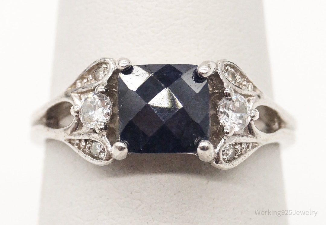 Vintage NVC Sapphire Cubic Zirconia Sterling Silver Ring Size 6 - Etsy Vintage NVC Sapphire Cubic Zirconia Sterling Silver Ring Size 6 - Etsy