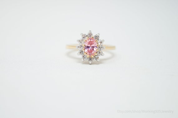 Vintage Designer EDCO Pink Topaz Gold Vermeil CZ … - image 5