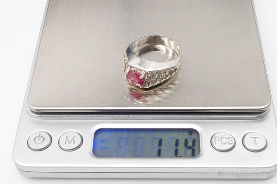 Vintage Ruby Sterling Silver Ring - Size 10.25 - image 8