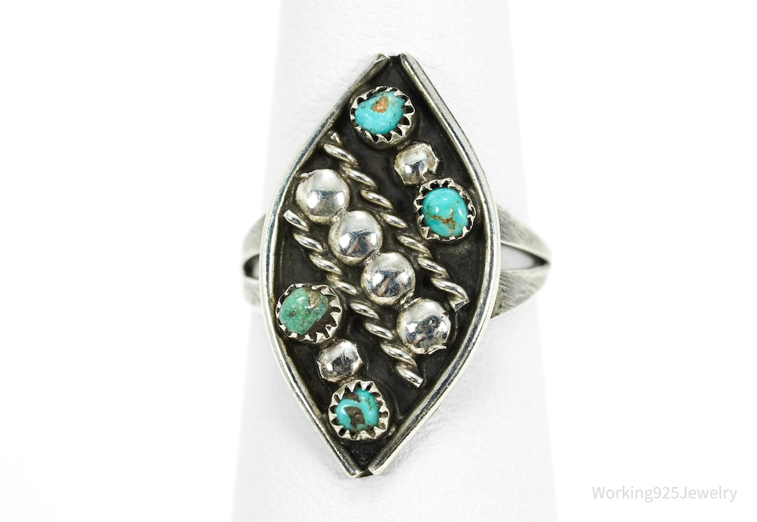 Vintage Native American Turquoise Silver Ring - Size 6.25 - Etsy