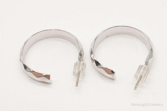 Vintage Designer Wells Sterling Silver Hoop Earri… - image 6