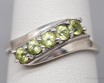 Bague Vintage En Argent 925 Avec Pierre Verte - Taille 60 - Chevalière Style Griffe - Bijou Ancien Et élégant