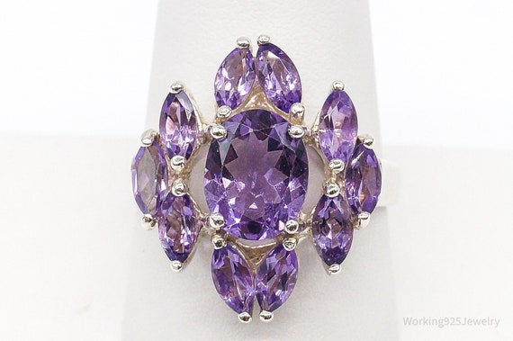 Large Amethyst Sterling Silver Ring - Size 9.75 - image 1