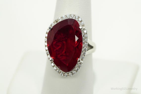 Designer Lab Ruby & Cubic Zirconia Sterling Silve… - image 2