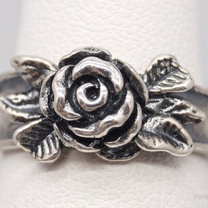 Vintage Israel Designer Paz PZ Rose Sterling Silver Band Ring - Size 5