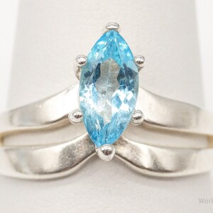 Vintage Blue Topaz Sterling Silver Ring - Size 8.75