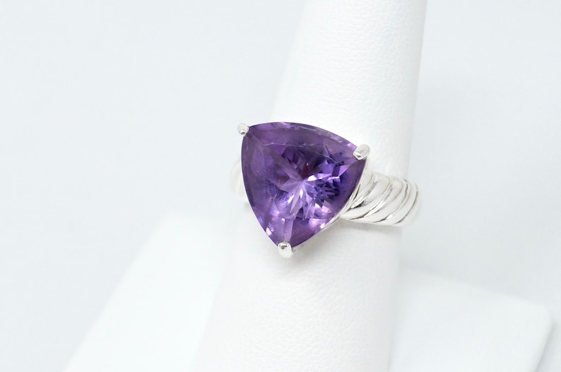 Stunning Vintage Large Purple Amethyst Cable Cord Statement Ring Sterling Silver Size 8-777550009