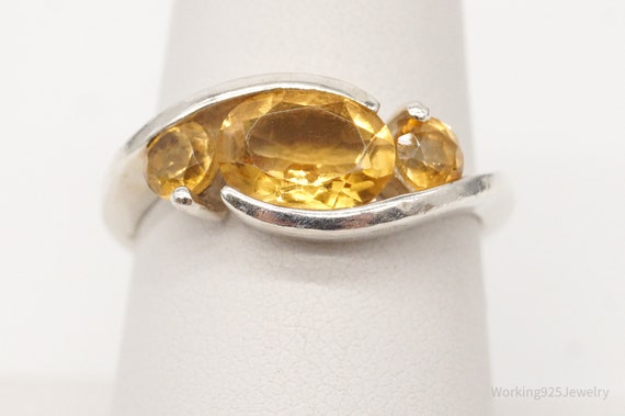 Vintage Citrine Sterling Silver Ring - Size 7.5 - image 4