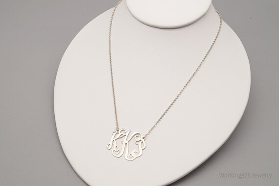 Vintage Cursive Initials Sterling Silver Necklace… - image 4