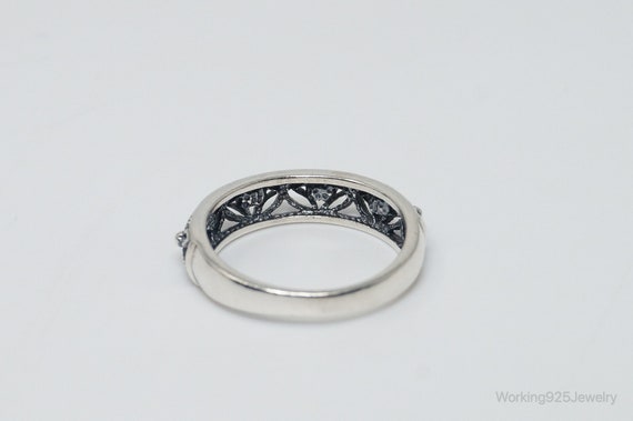 Vintage Cut Out Floral Design Sterling Silver Ban… - image 6