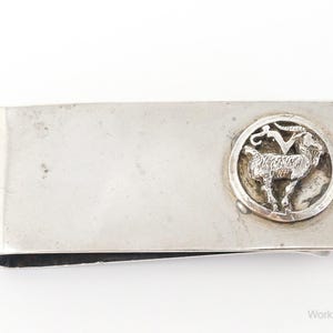 Raro clip de dinero vintage modernista Walter Wright Virgo de plata esterlina