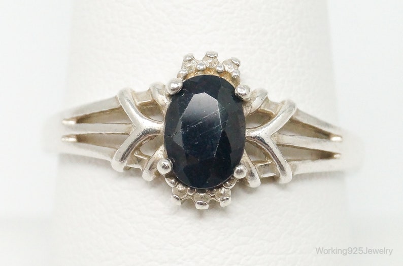 Vintage Sapphire Sterling Silver Ring Size 9 image 1