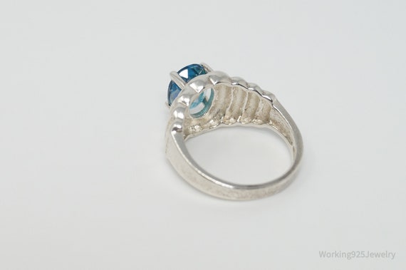 Vintage Art Deco Blue Topaz Sterling Silver Ring … - image 6
