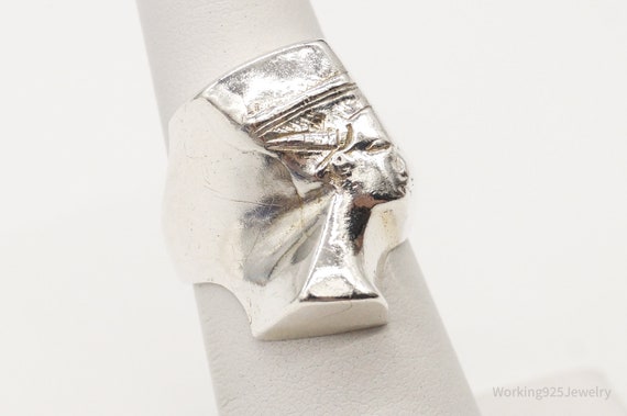 Vintage Egyptian Queen Nefertiti Silver Ring - Si… - image 3