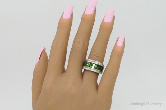 Designer Lab Emerald Cubic Zirconia Sterling Silv… - image 8