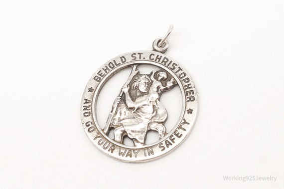 Vintage Saint Christopher Sterling Silver Pendant - image 3