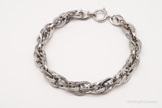 Antique Sterling Silver Chain Bracelet - 7 3/8" - image 3