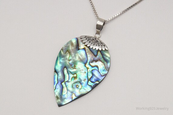 Vintage Large Abalone Paua Shell Sterling Silver … - image 3