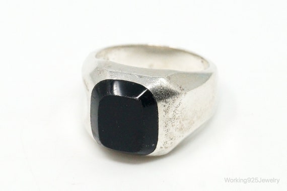 Vintage Mexico Black Onyx Sterling Silver Ring - … - image 3