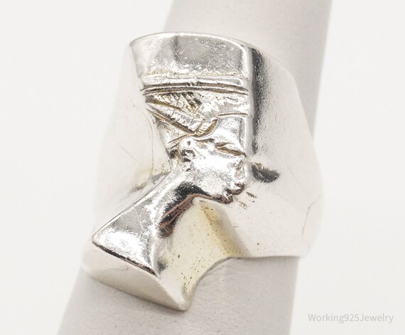 Vintage Egyptian Queen Nefertiti Silver Ring - Si… - image 1