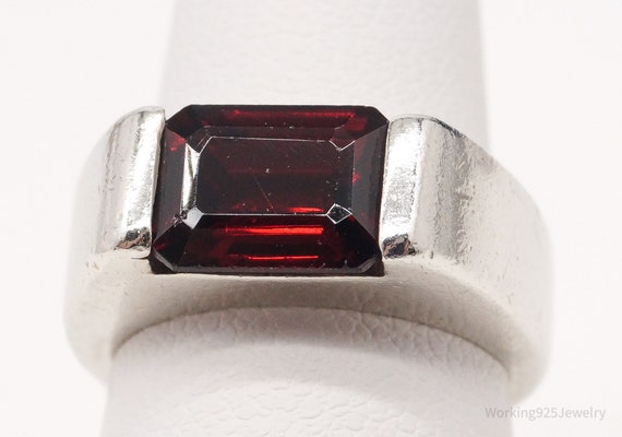 Vintage Designer Boma Garnet Sterling Silver Ring… - image 1