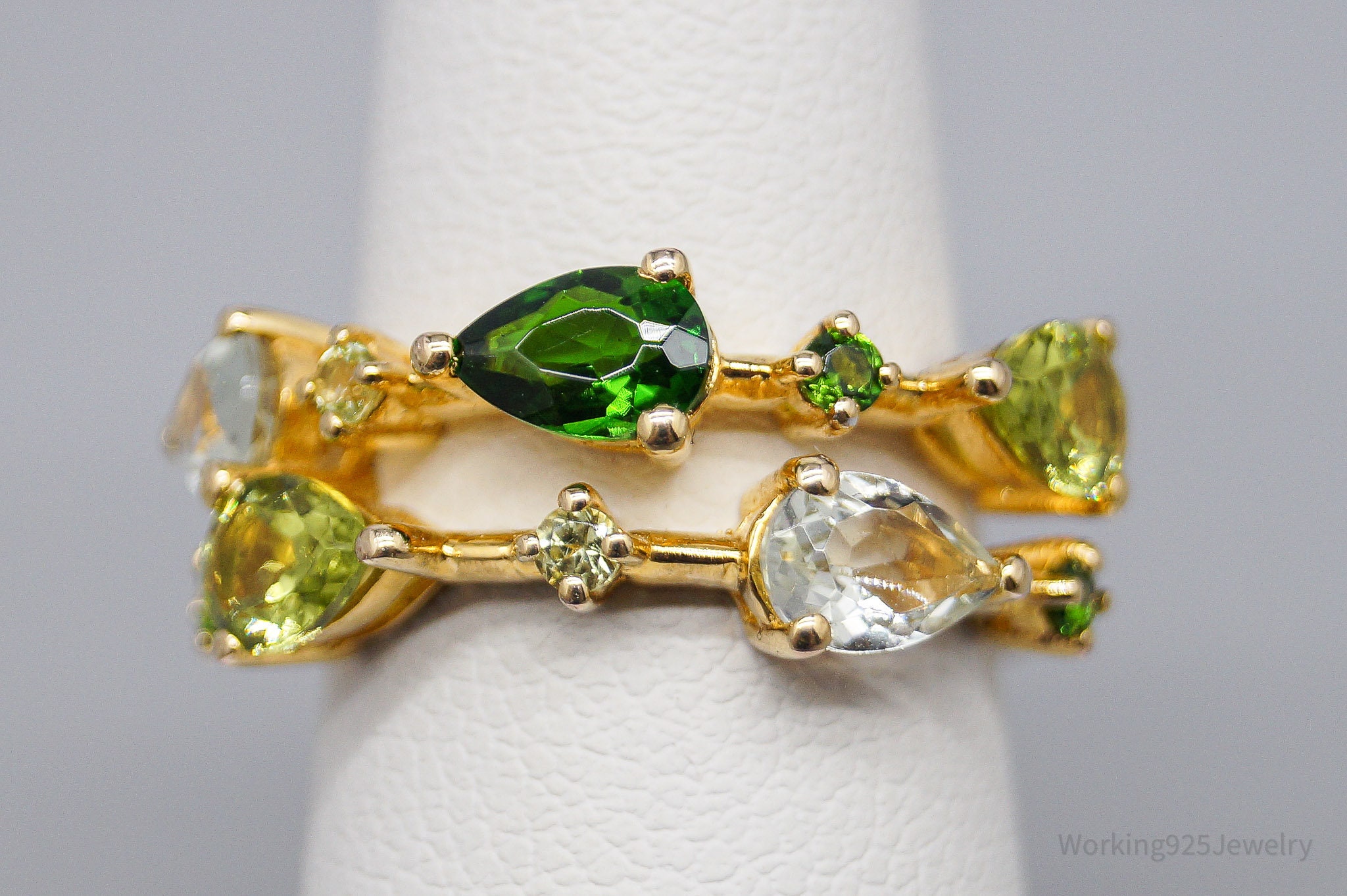 QVC EA Multi Gemstone 14K Yellow Gold Plated Sterling Silver Ring ...