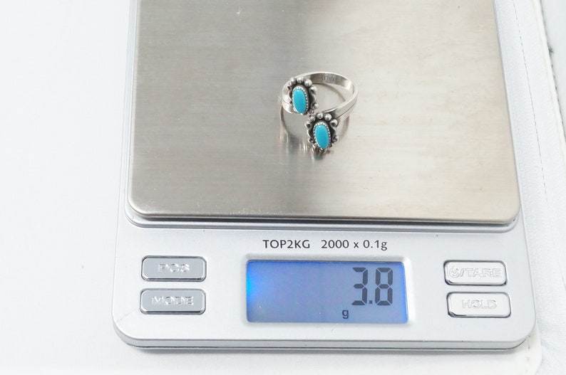 Size 5.75-788575701 Wonderful Vintage Native Style Blue Turquoise Southwestern Sterling Silver Wrap Adjustable Ring