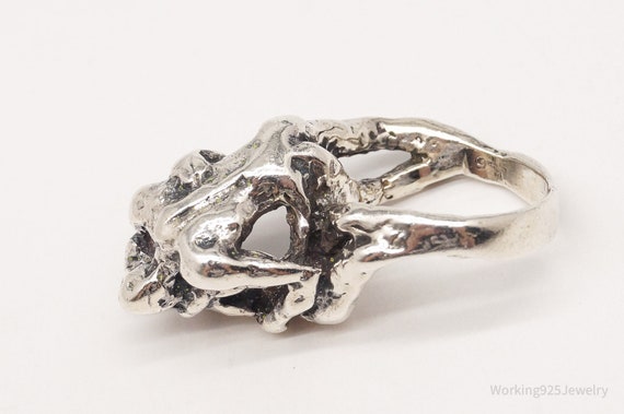 Vintage Lovers Brutalist Style Sterling Silver Ri… - image 6