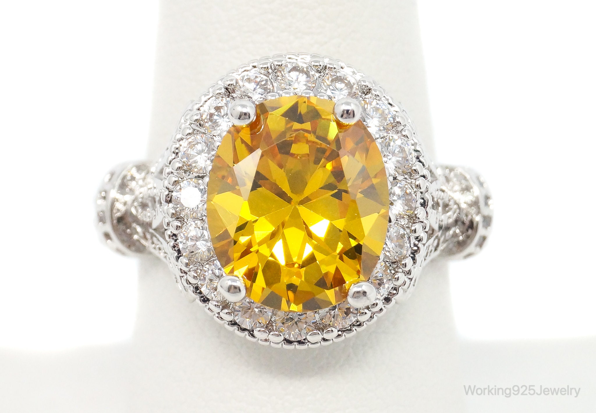 Vintage Large Citrine Cubic Zirconia Sterling Silver Statement Ring SZ 8 -  Etsy