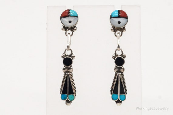 Vintage Native American Zuni Multi Gemstone Silve… - image 5