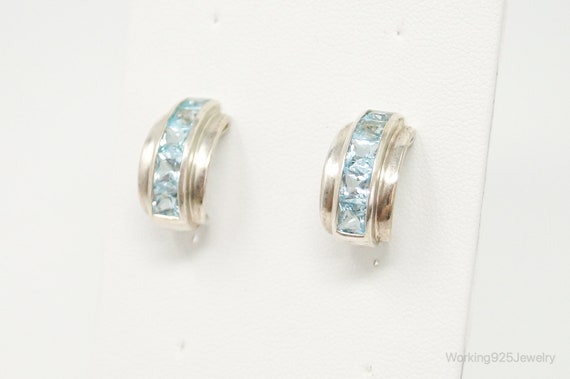 Blue Topaz Art Deco Sterling Silver Earrings - image 4