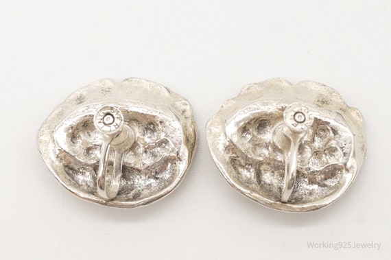 Antique Flowers Sterling Silver Screw Back Earrin… - image 7