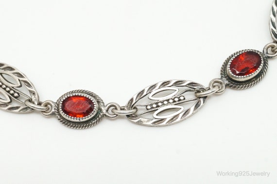 Antique Art Deco Garnet Sterling Silver Bracelet - image 5