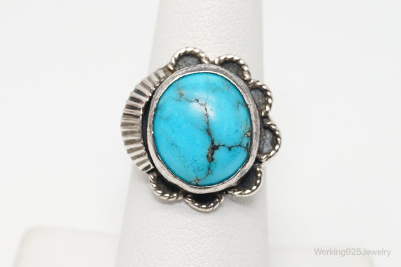 Vintage Native American Turquoise Unsigned Sterli… - image 2