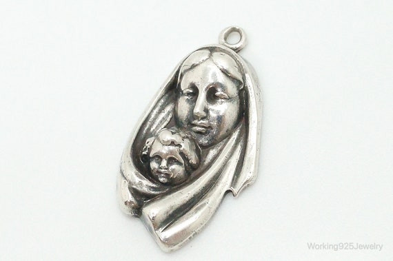 Vintage Mother Mary Baby Jesus Sterling Silver Pe… - image 2