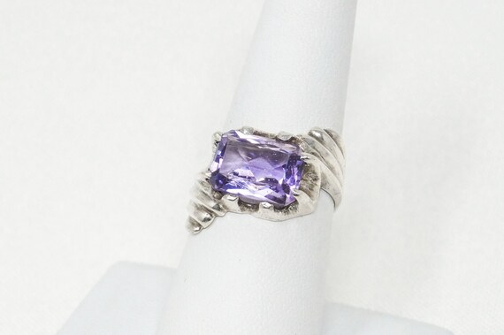 Vintage Purple Amethyst Art Deco Style Sterling S… - image 2